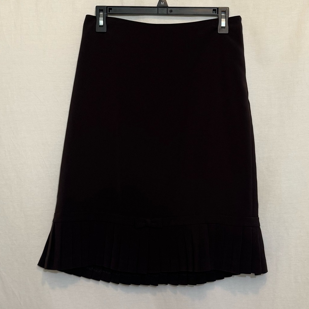E-115 Studio G‎ Brown Fixed Waist Pleated Bottom MIDI Skirt Size 6